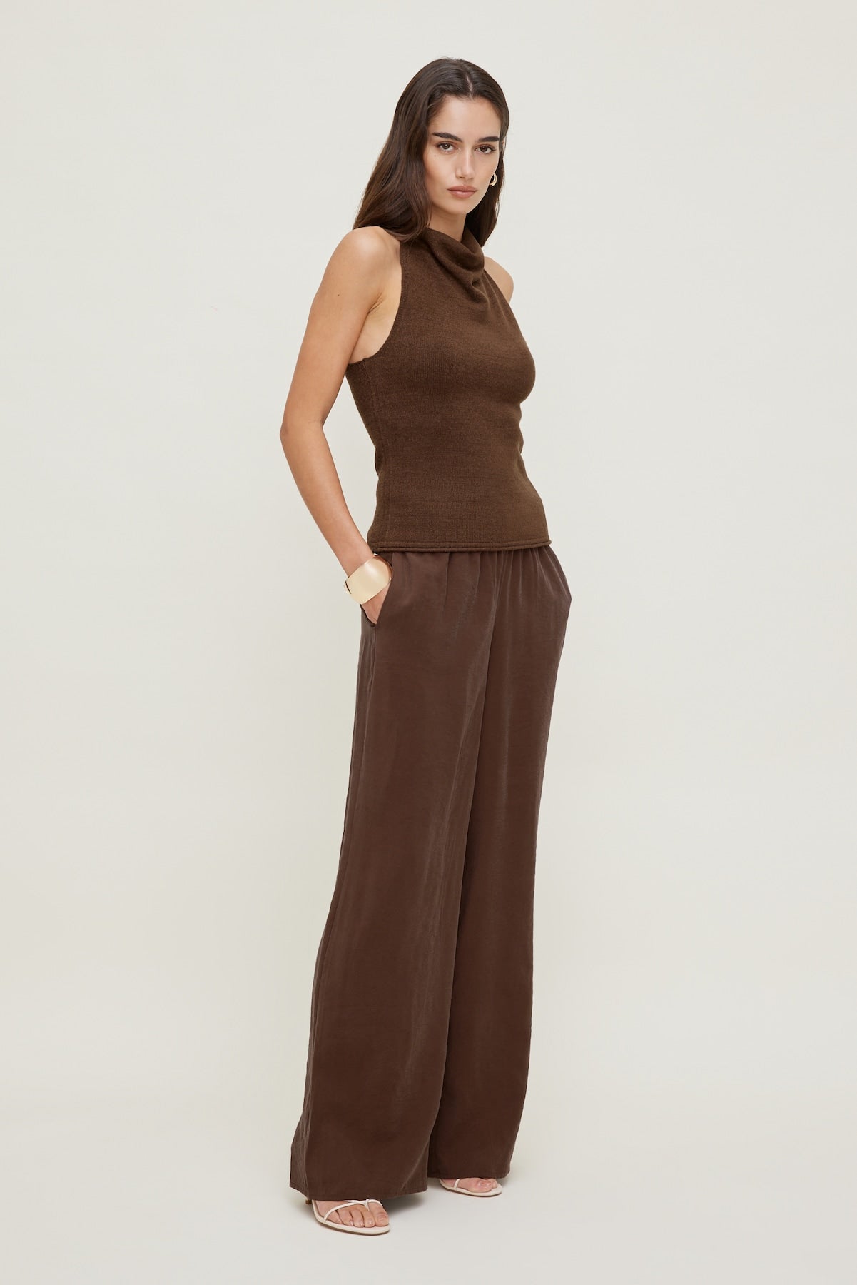 Priya Wide Leg Pants Brown - Dynamite