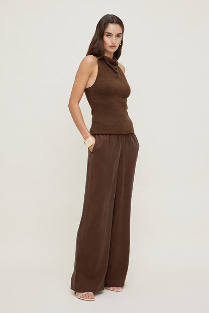 Priya Wide Leg Pants Brown - Dynamite