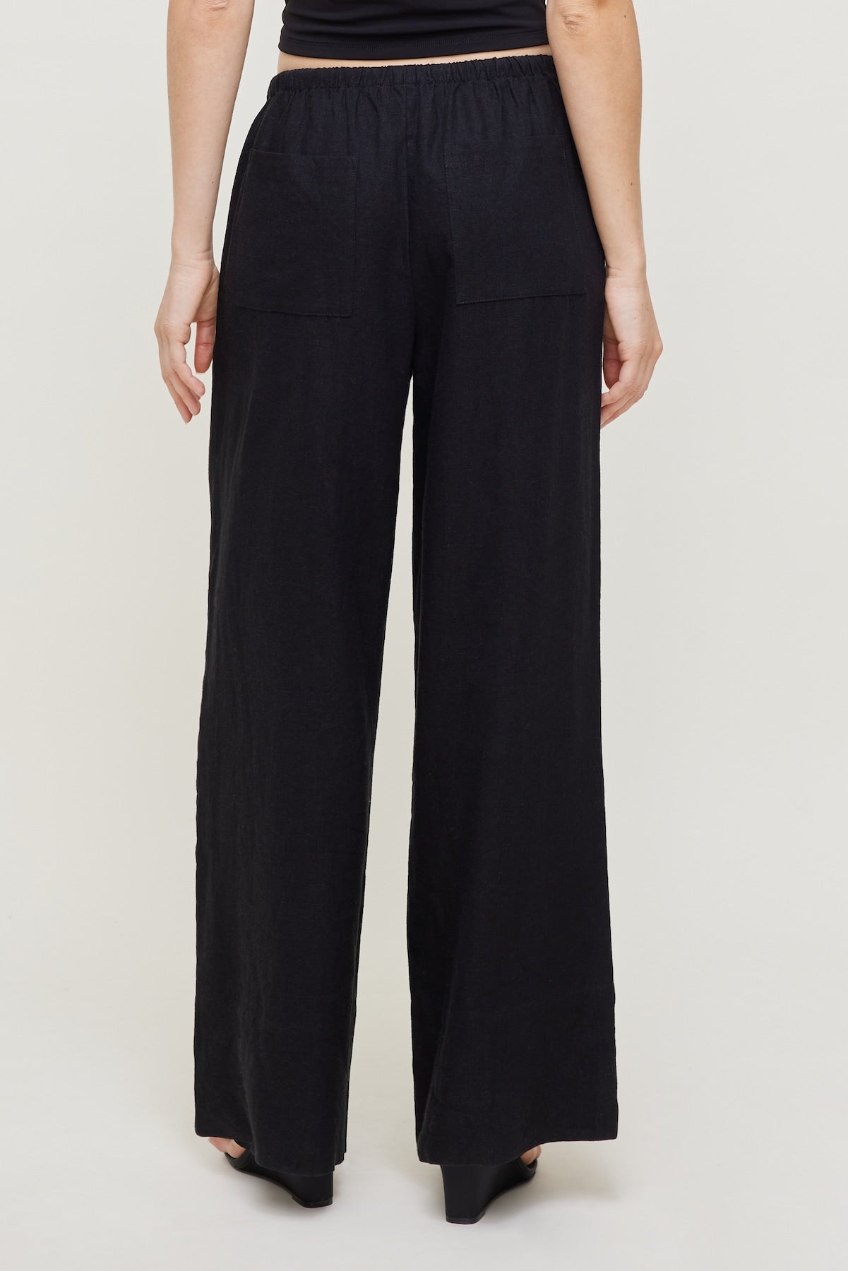 Leo Linen Wide Leg Pants Black - Dynamite