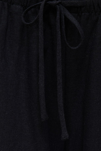 Leo Linen Wide Leg Pants Black - Dynamite