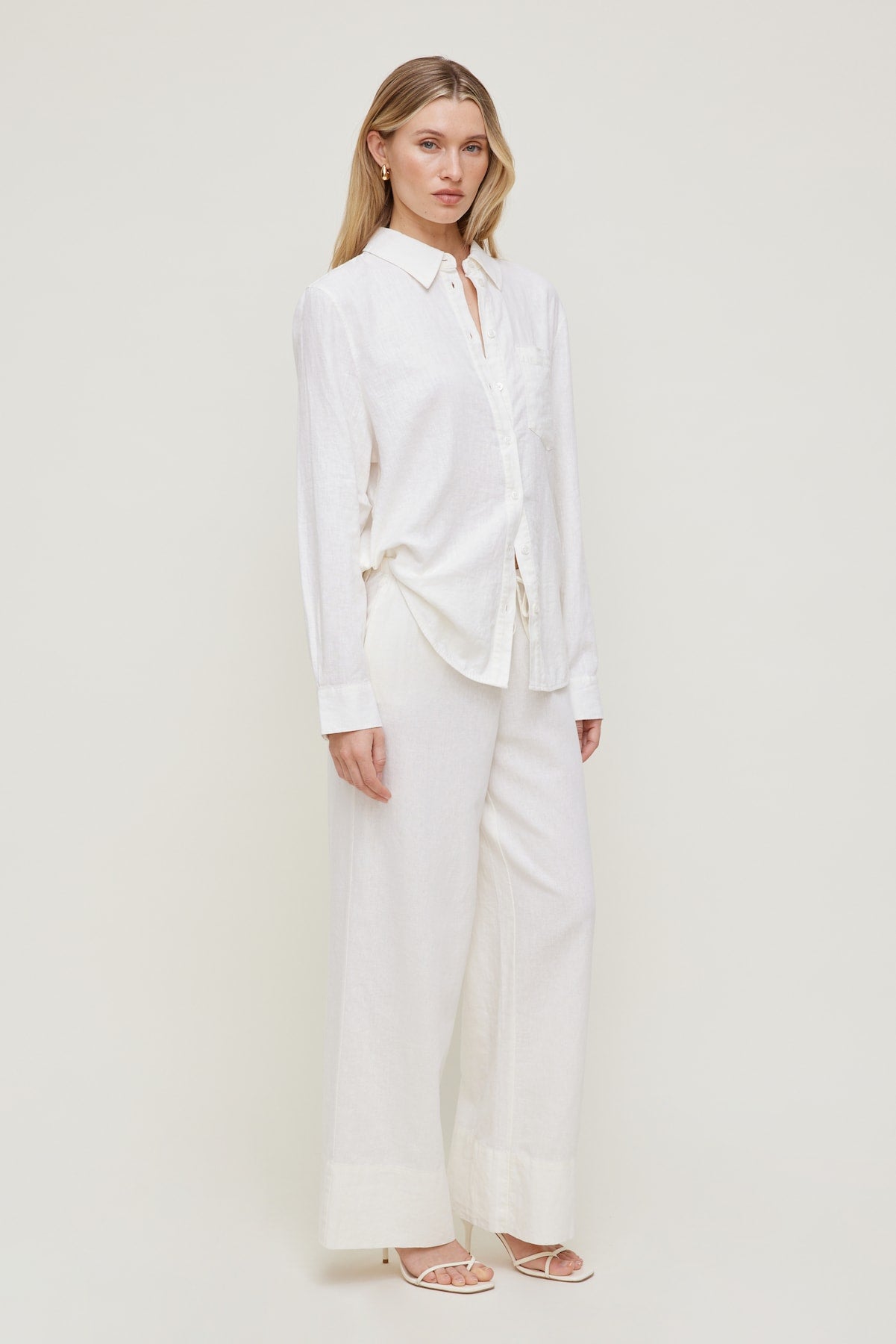 Leo Linen Wide Leg Pants White - Dynamite