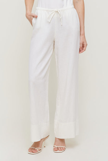 Leo Linen Wide Leg Pants White - Dynamite