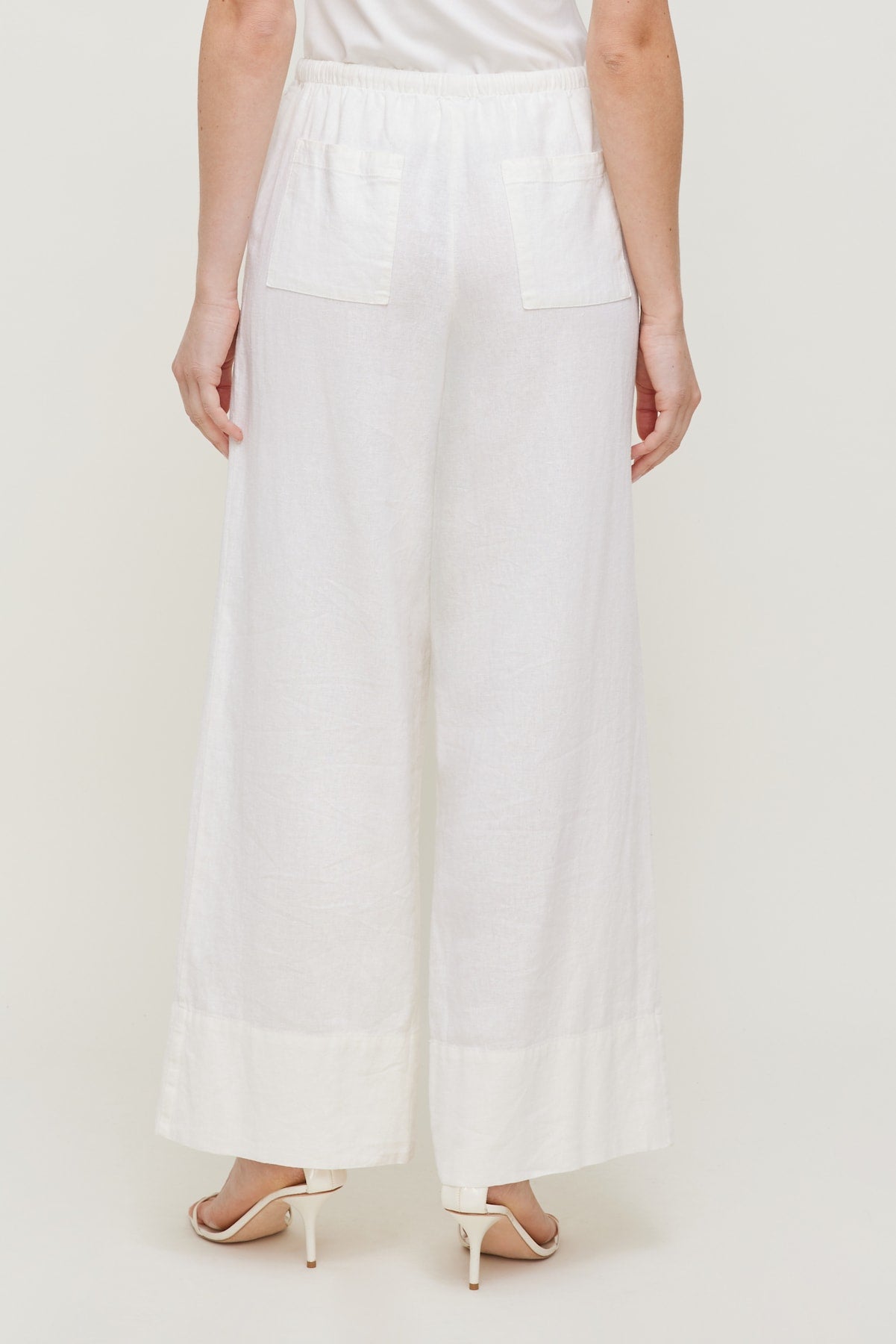 Leo Linen Wide Leg Pants White - Dynamite
