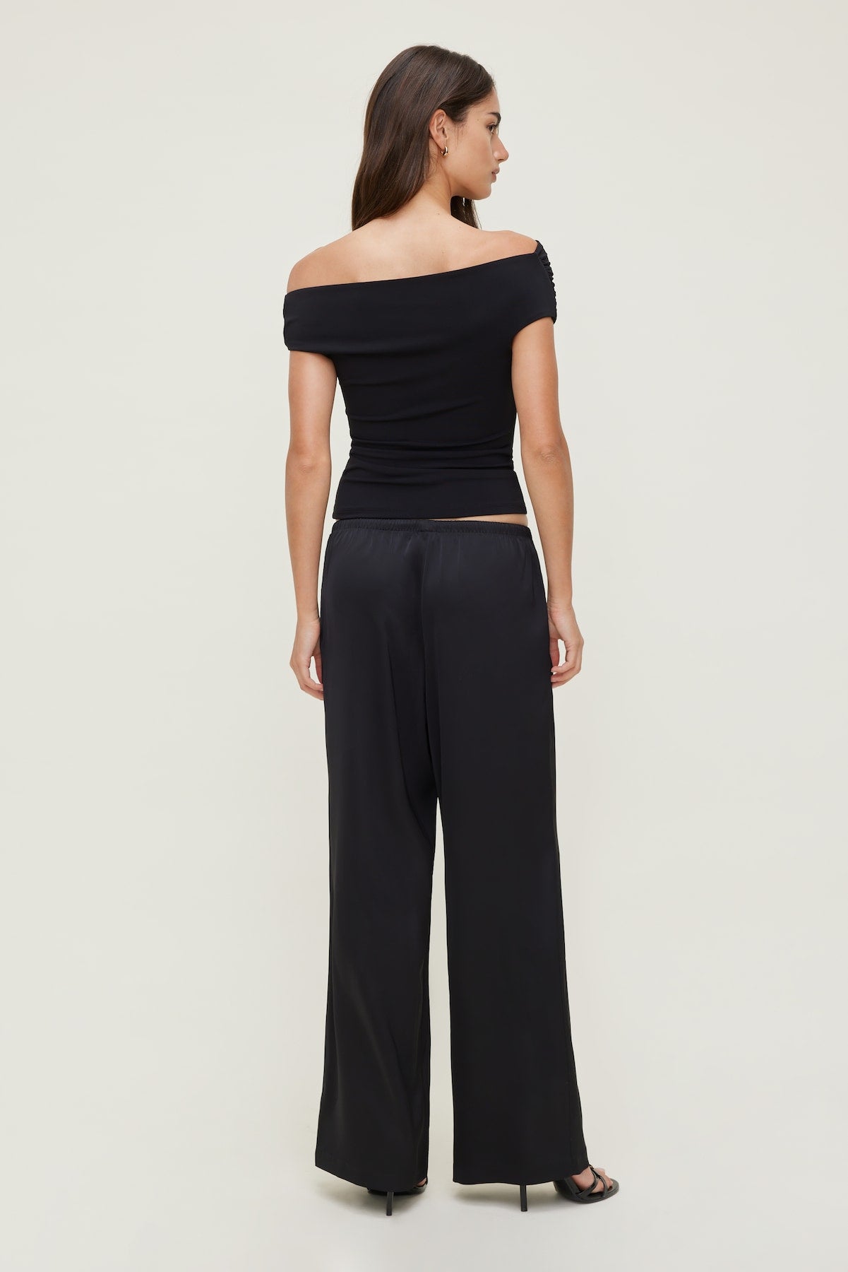Leo Satin Wide Leg Pants Black - Dynamite