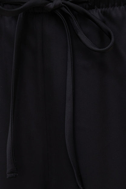Leo Satin Wide Leg Pants Black - Dynamite