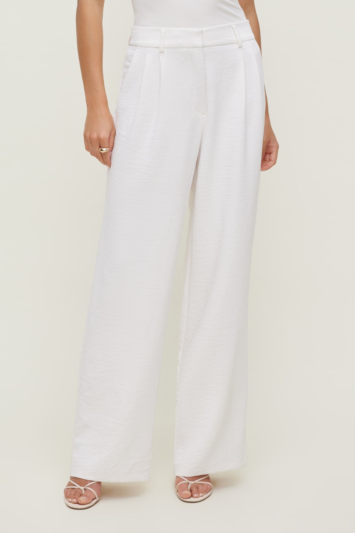 Alex Airflow Wide Leg Pants White - Dynamite