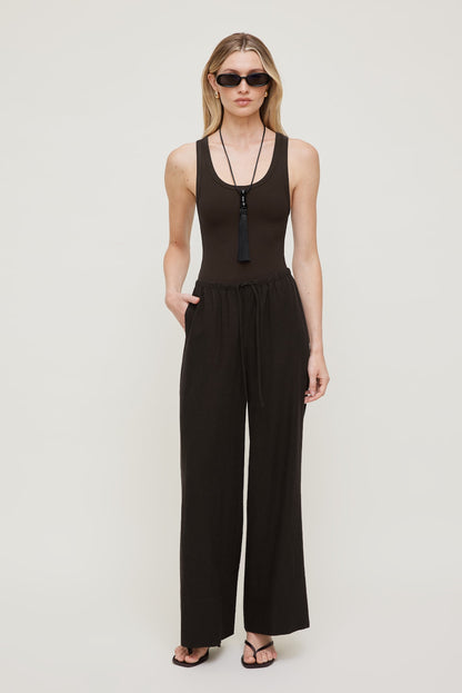 Leo Linen Wide Leg Pants Brown - Dynamite