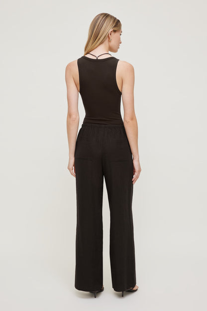 Leo Linen Wide Leg Pants Brown - Dynamite