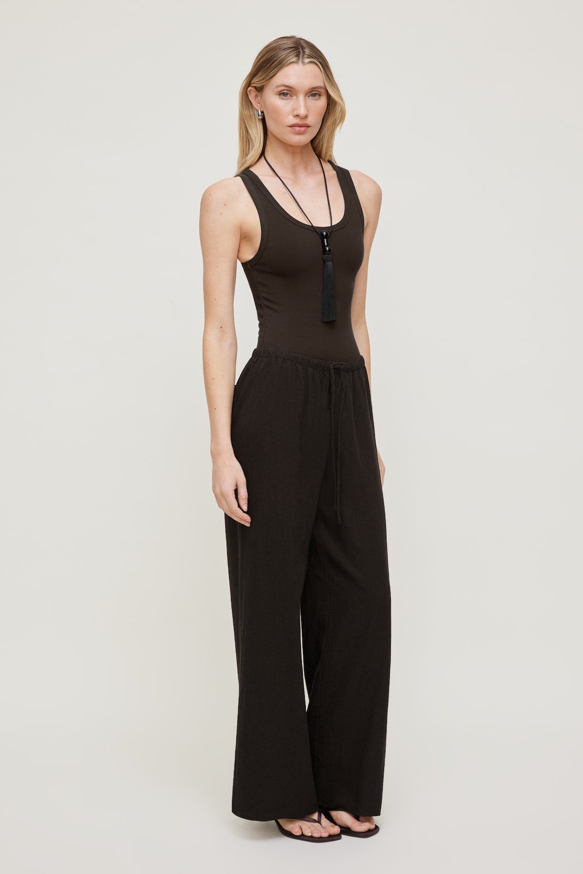 Leo Linen Wide Leg Pants Brown - Dynamite