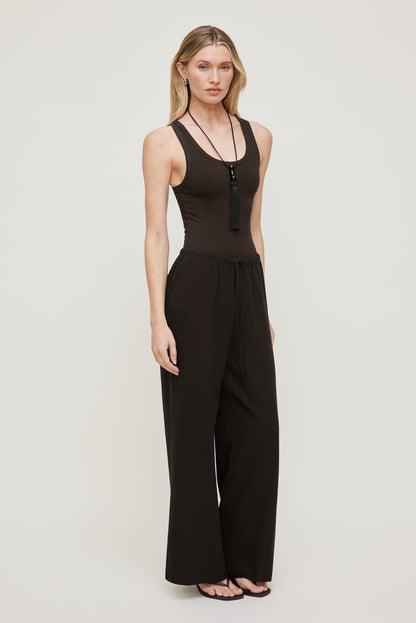 Leo Linen Wide Leg Pants Brown - Dynamite