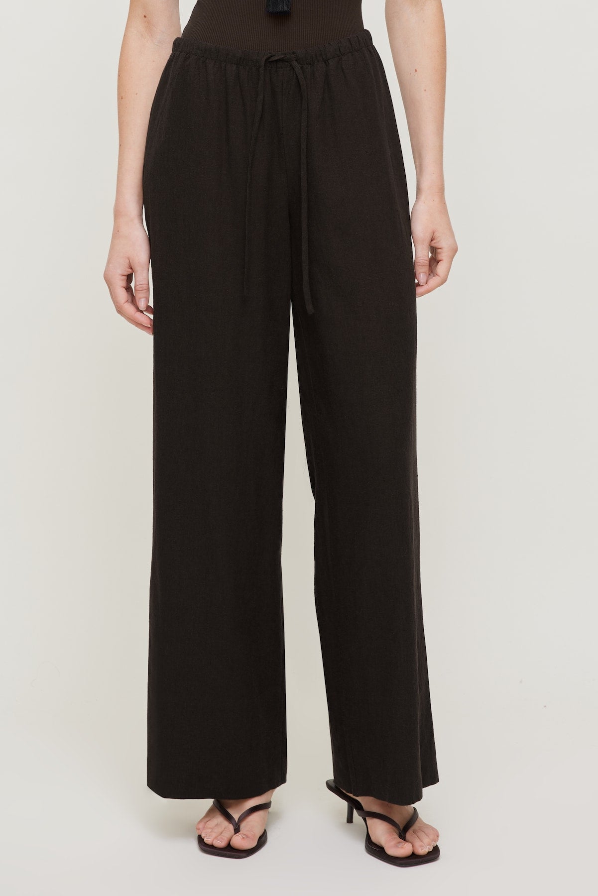 Leo Linen Wide Leg Pants Brown - Dynamite