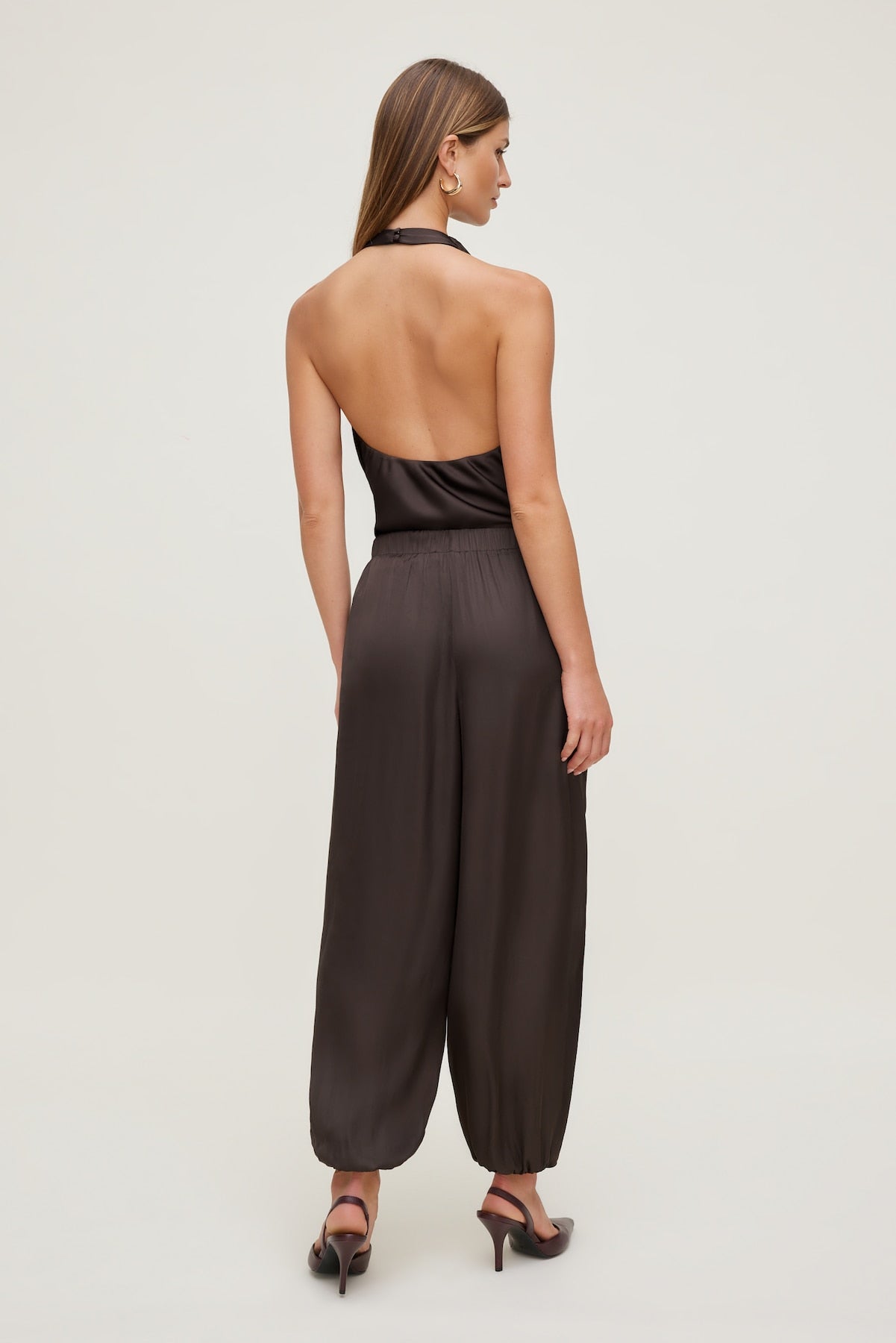 Satin Balloon Pants Brown - Dynamite