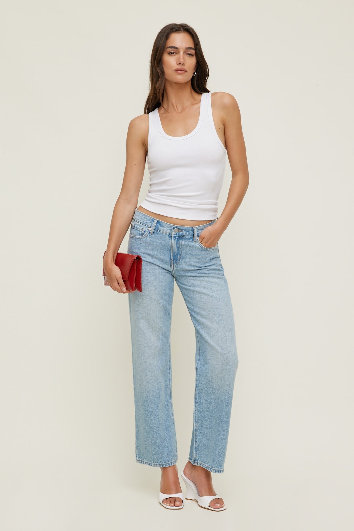 Low Rise Relaxed Straight Leg Jeans Blue - Dynamite