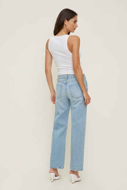 Low Rise Relaxed Straight Leg Jeans Blue - Dynamite