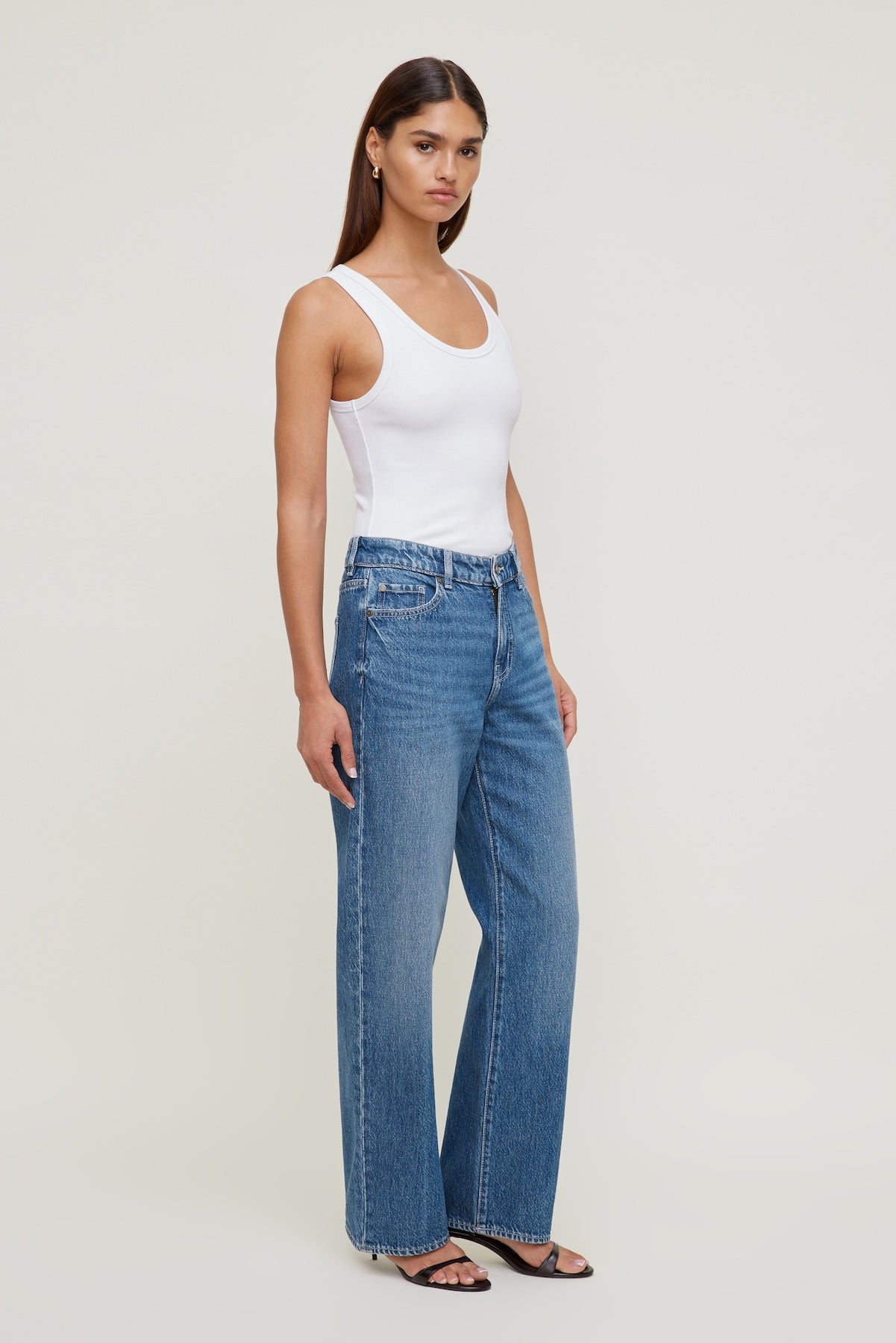 Mika Mid Rise Relaxed Straight Leg Jeans Blue - Dynamite