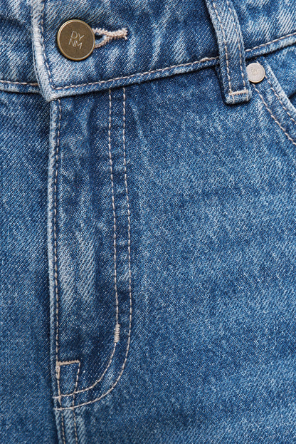 Mika Mid Rise Relaxed Straight Leg Jeans Blue - Dynamite