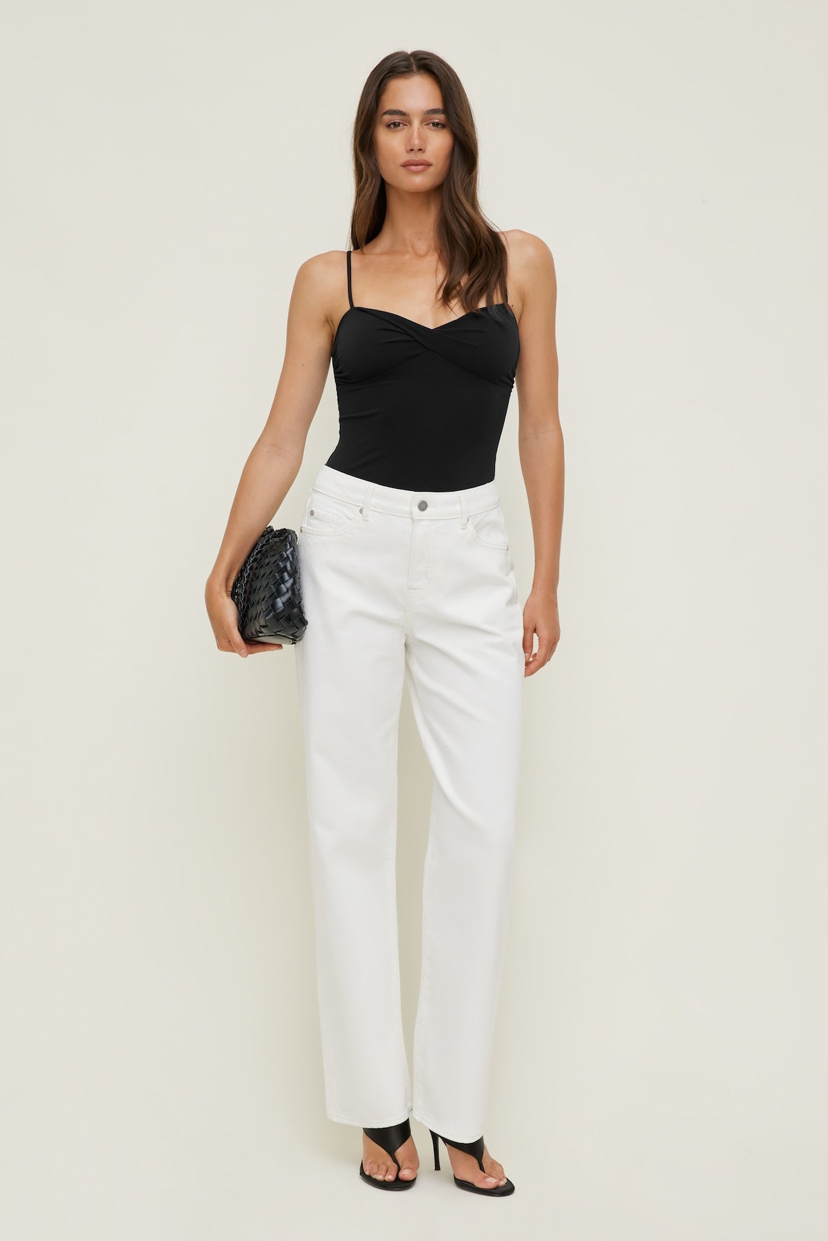 Mika Mid Rise Relaxed Straight Leg Jeans  Beige - Dynamite