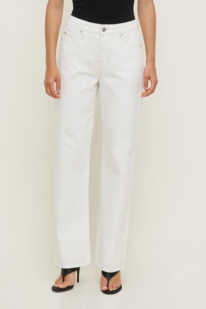 Mika Mid Rise Relaxed Straight Leg Jeans  Beige - Dynamite