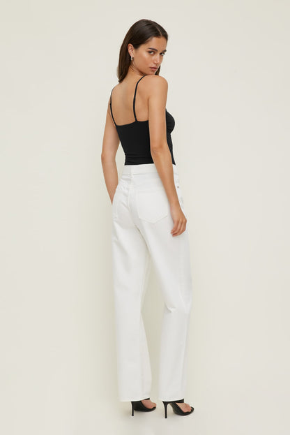 Mika Mid Rise Relaxed Straight Leg Jeans  Beige - Dynamite