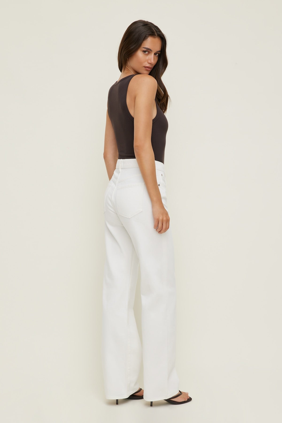 Heidi High Rise Wide Leg Jeans Beige - Dynamite