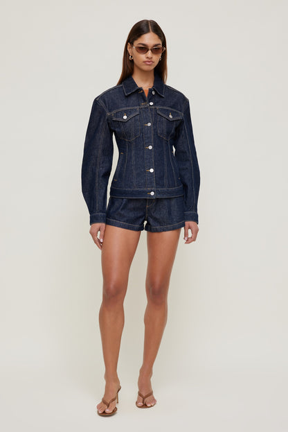 Cinched Denim Jacket Blue - Dynamite