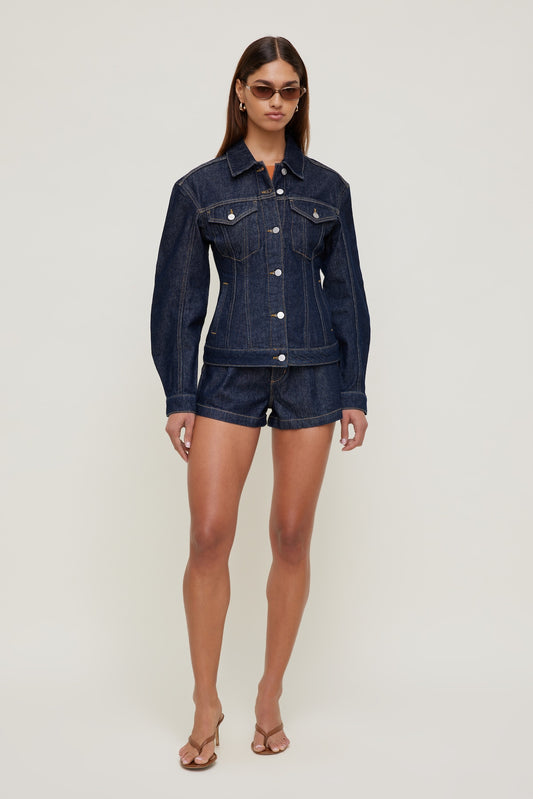 Cinched Denim Jacket Blue - Dynamite
