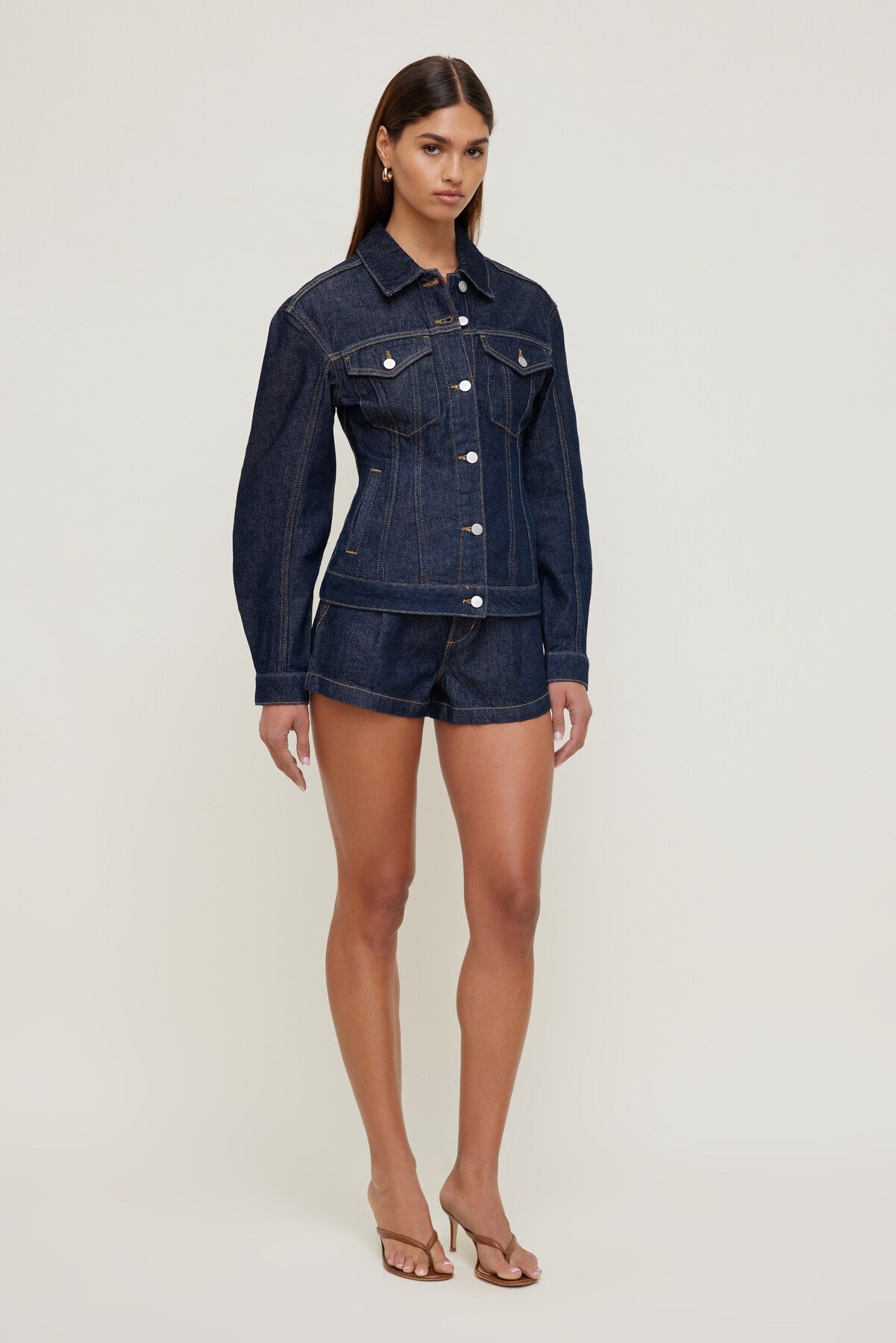 Cinched Denim Jacket Blue - Dynamite