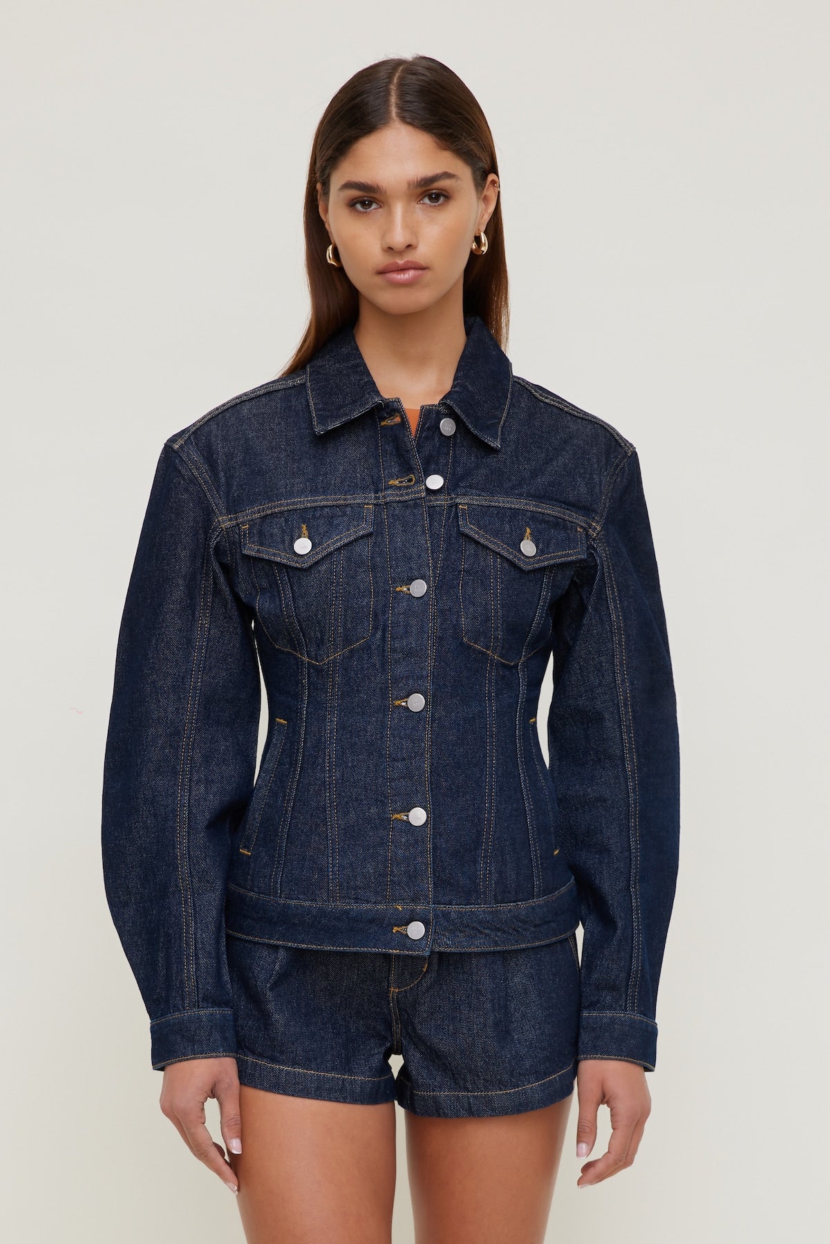 Cinched Denim Jacket Blue - Dynamite
