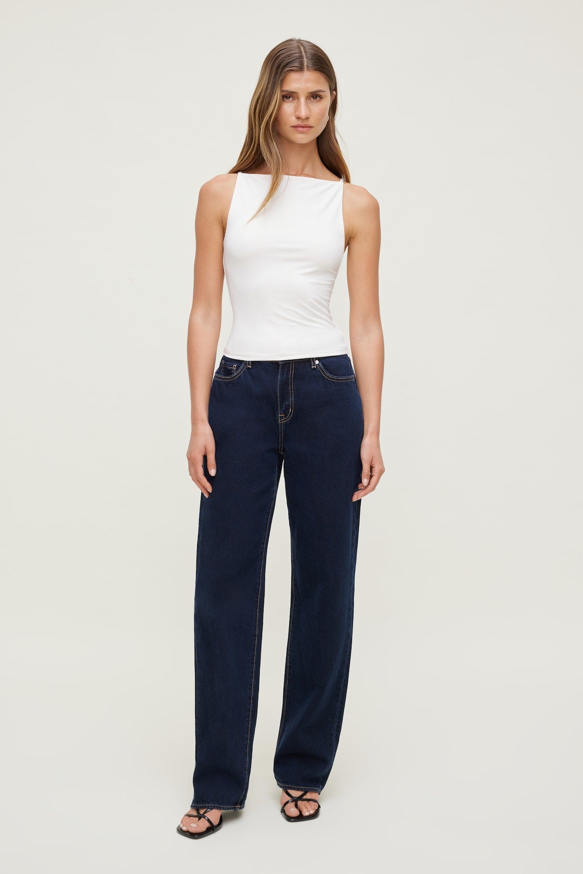 Mika Mid Rise Relaxed Straight Leg Jeans Blue - Dynamite
