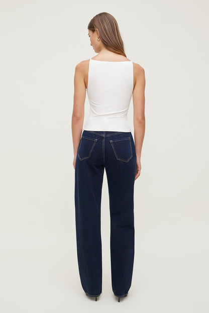 Mika Mid Rise Relaxed Straight Leg Jeans Blue - Dynamite