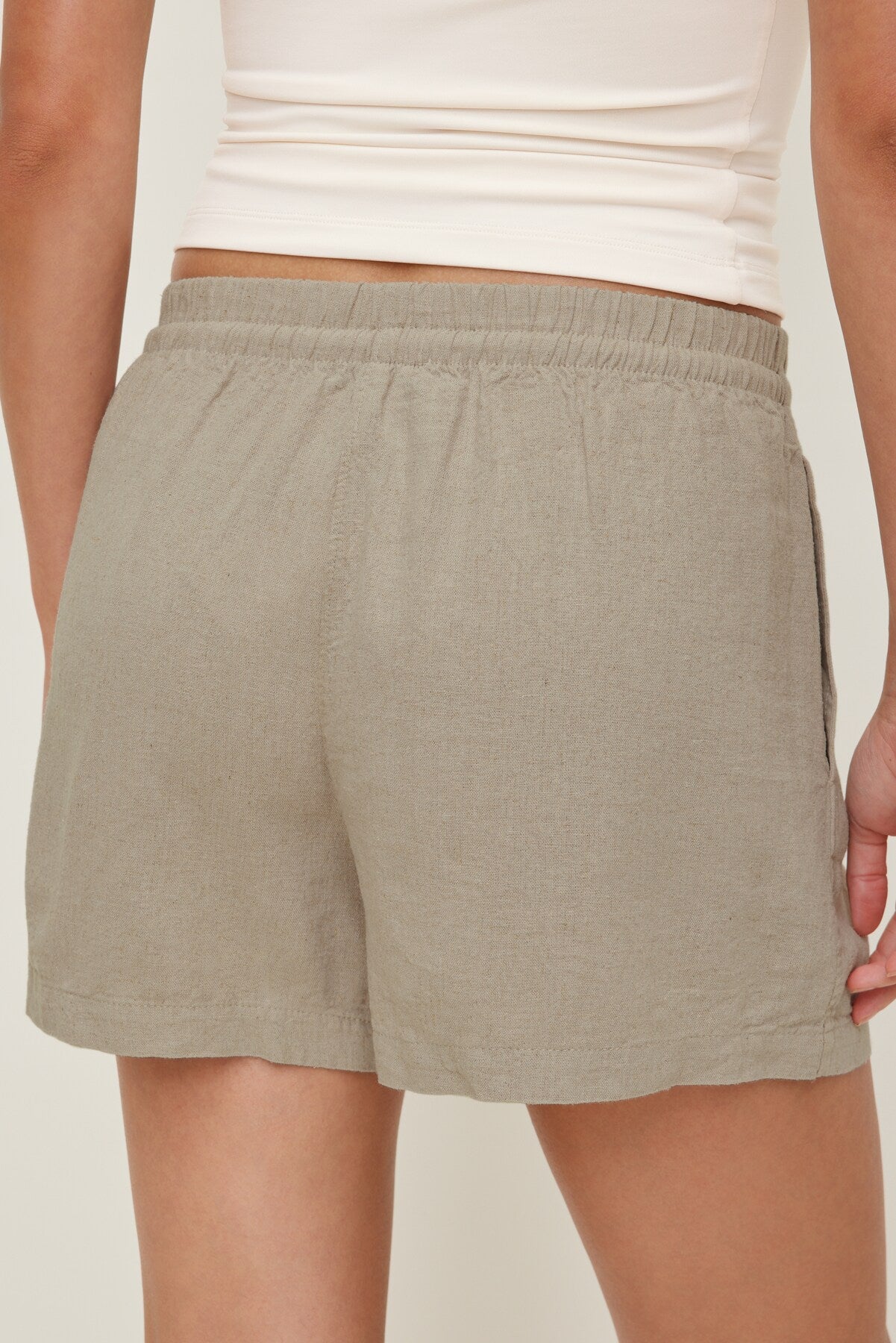 Linen High Rise Shorts Beige - Dynamite