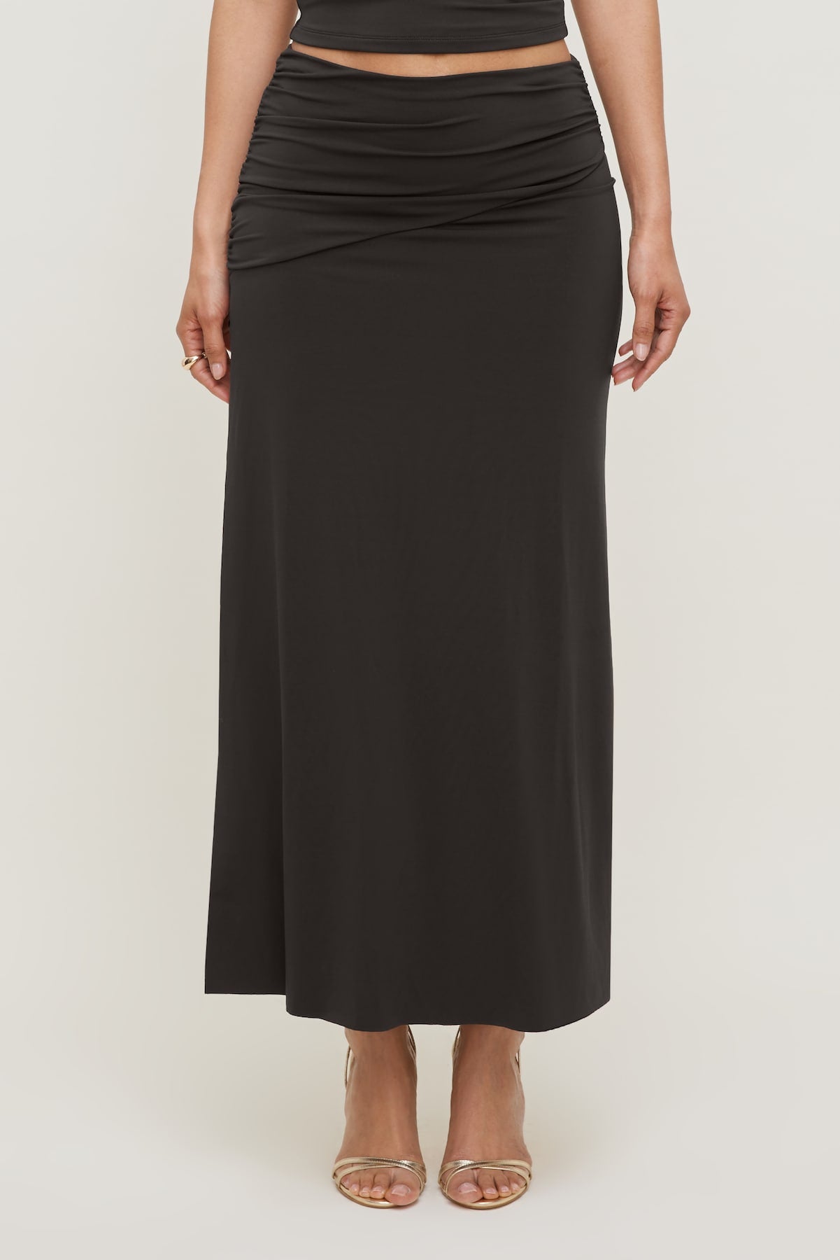 Sculpt Slit Maxi Skirt Brown - Dynamite