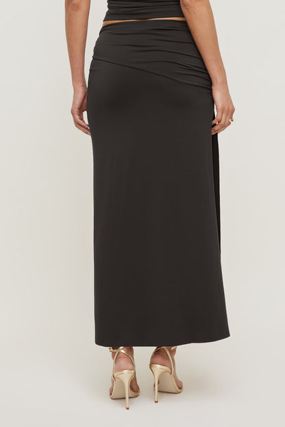 Sculpt Slit Maxi Skirt Brown - Dynamite