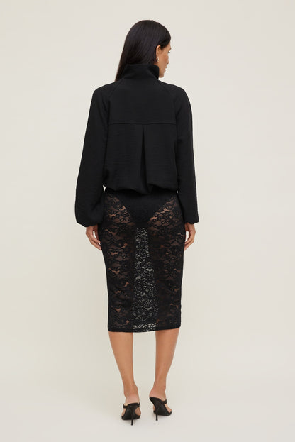 Sheer Lace Midi Skirt Black - Dynamite