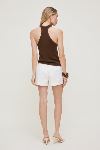 Linen High Rise Shorts White - Dynamite