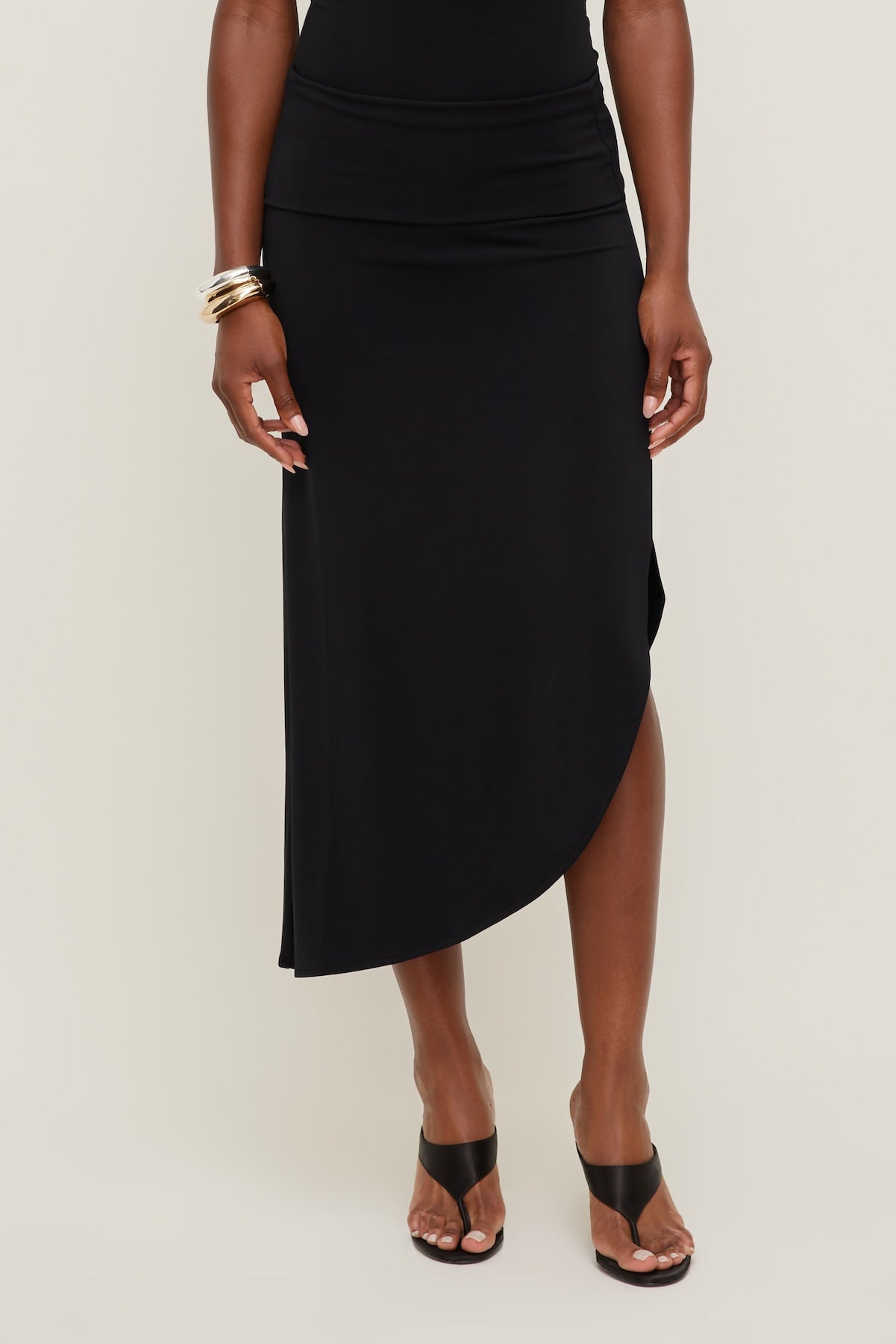 Sculpt Slit Midi Skirt Black - Dynamite