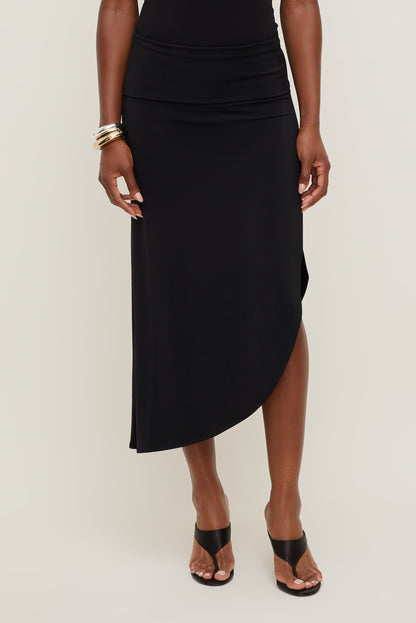 Sculpt Slit Midi Skirt Black - Dynamite