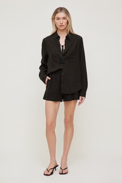 Linen High Rise Shorts Brown - Dynamite