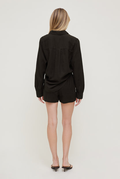 Linen High Rise Shorts Brown - Dynamite