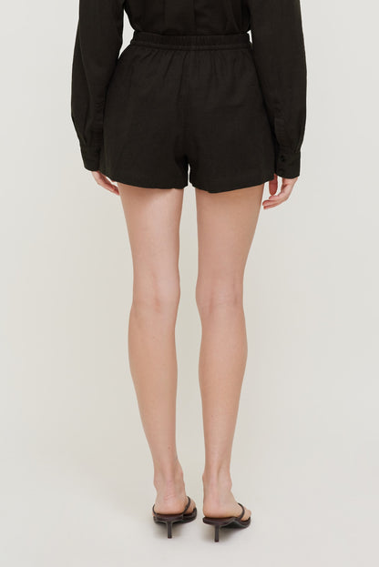 Linen High Rise Shorts Brown - Dynamite