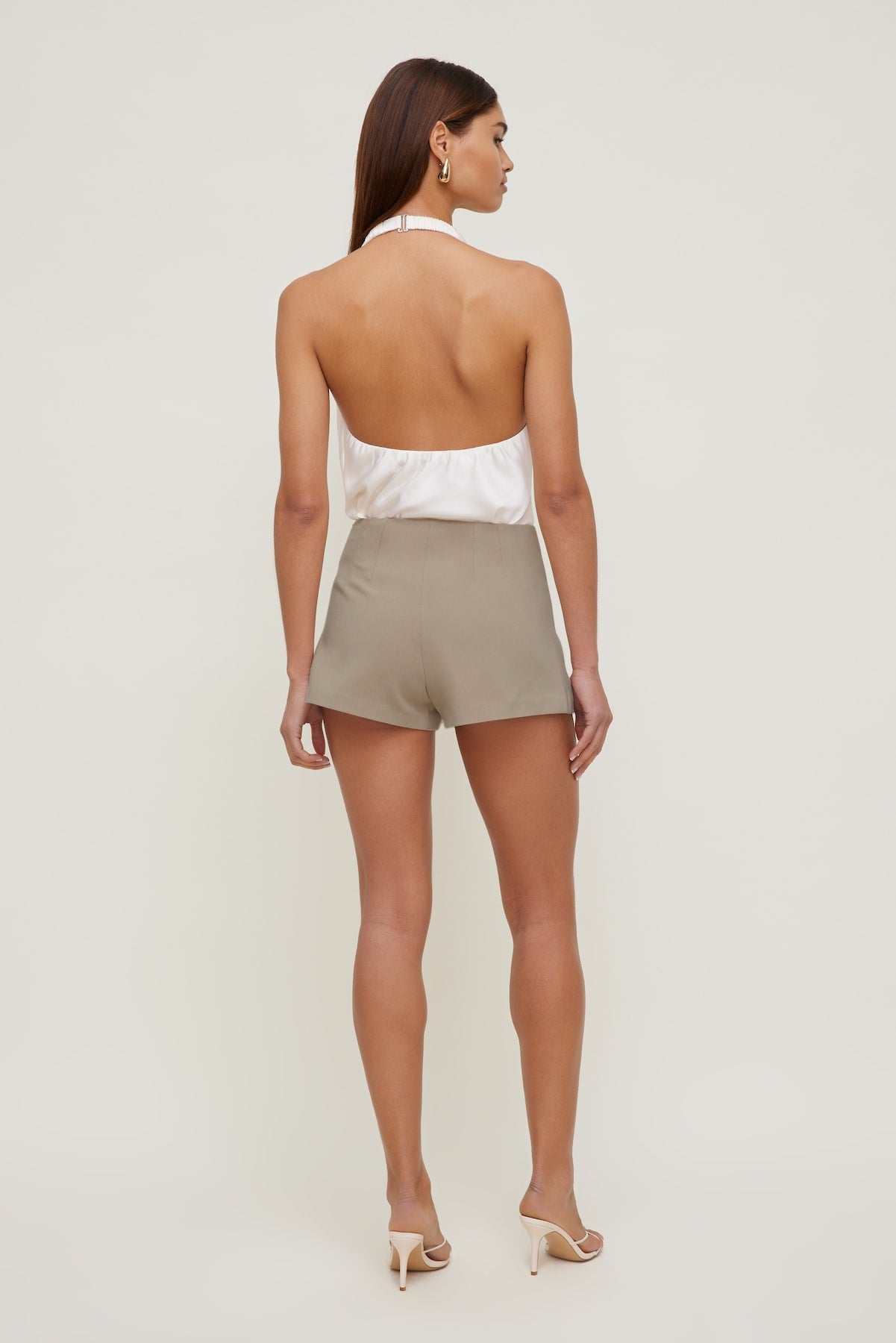Ultra High Rise A Line Shorts BEIGE - Dynamite