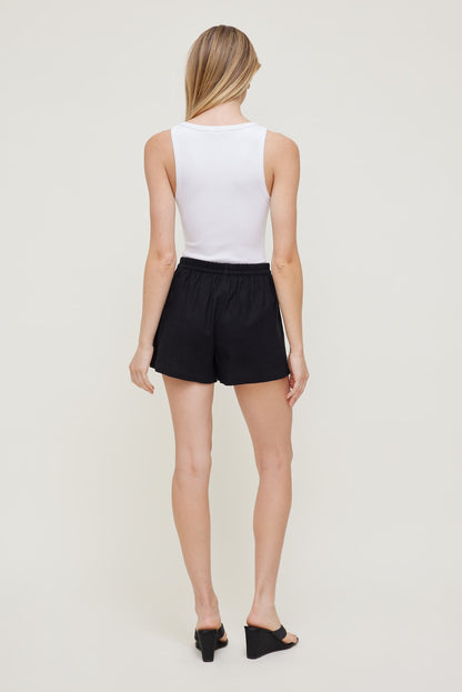 Linen High Rise Shorts Black - Dynamite
