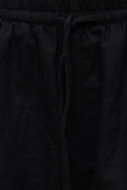 Linen High Rise Shorts Black - Dynamite