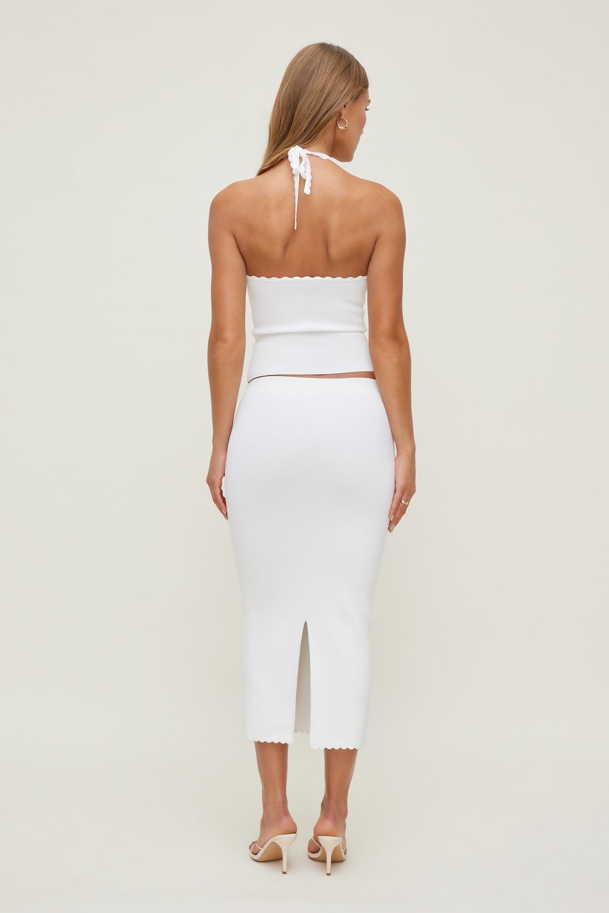 Scallop Trim Maxi Skirt White - Dynamite