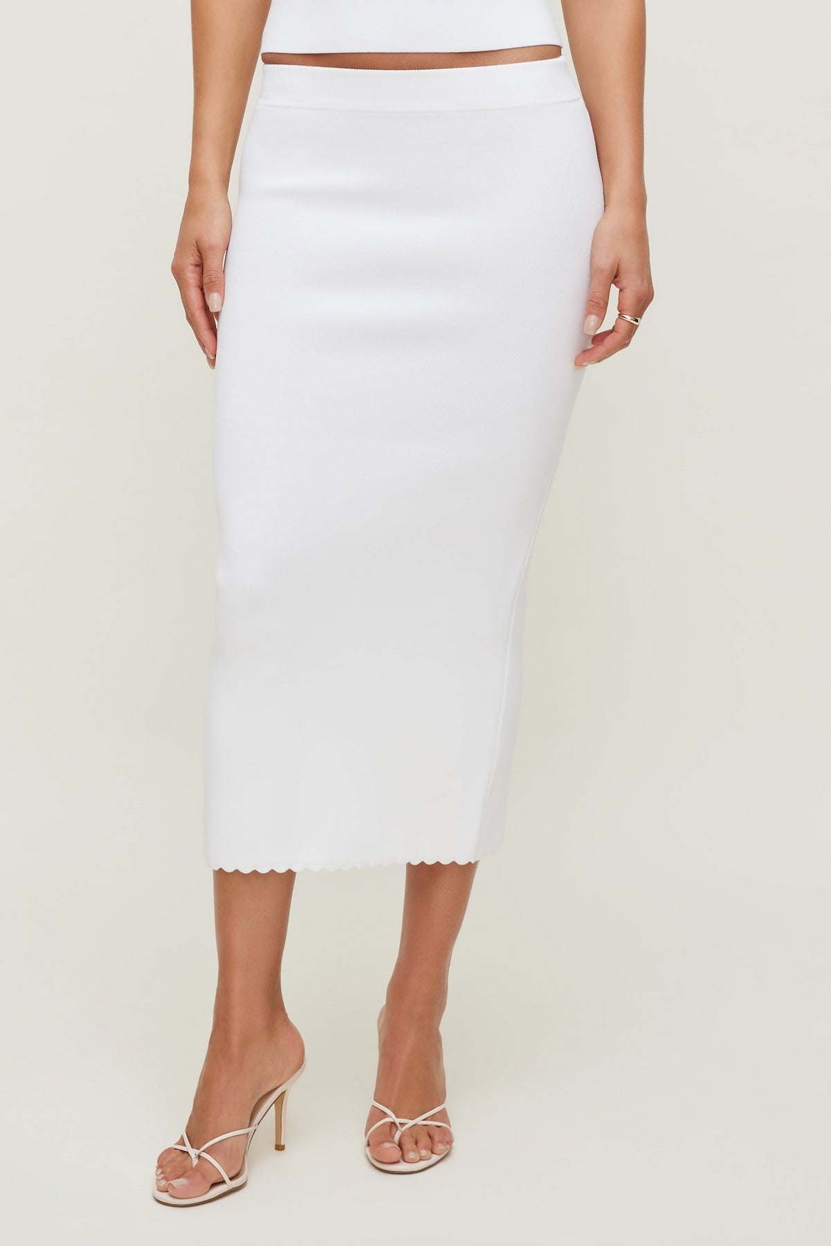 Scallop Trim Maxi Skirt White - Dynamite