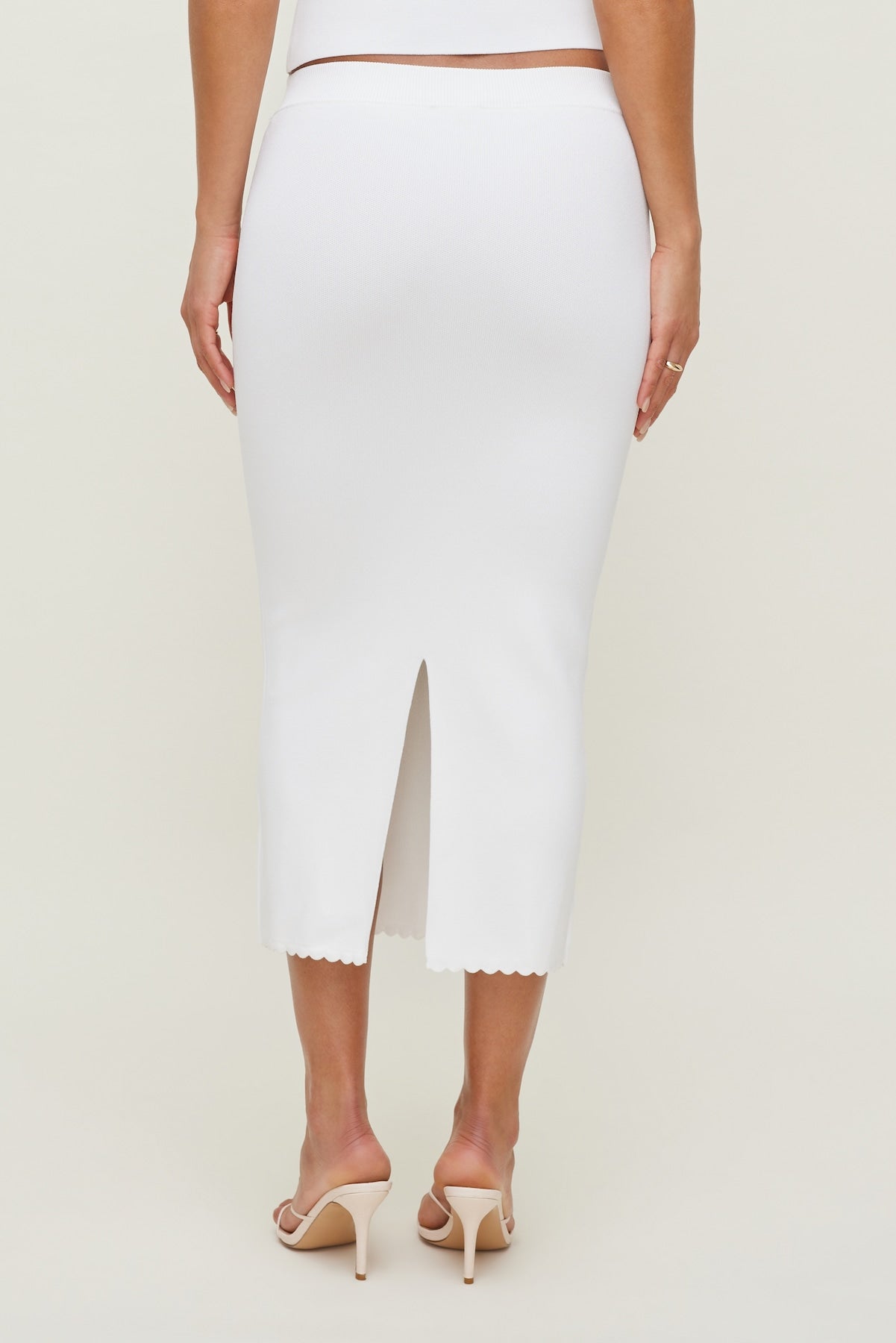 Scallop Trim Maxi Skirt White - Dynamite
