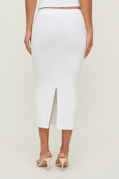 Scallop Trim Maxi Skirt White - Dynamite