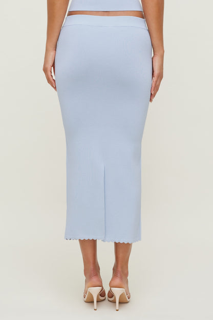 Scallop Trim Maxi Skirt Blue - Dynamite