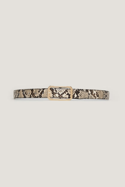 Rounded Rectangle Slim Faux Leather Belt GREEN - Dynamite