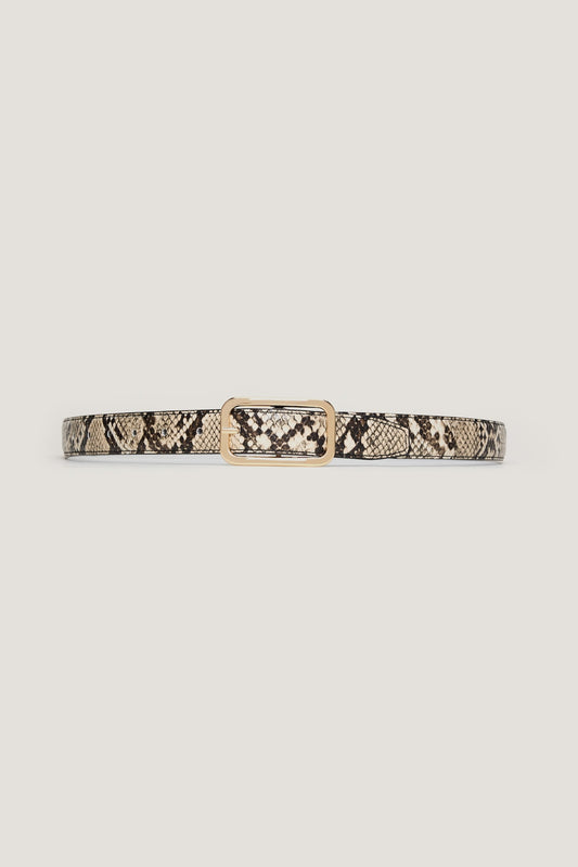 Rounded Rectangle Slim Faux Leather Belt GREEN - Dynamite